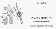 Peace + Kindness Soy Candle 8 oz Tumbler. Hand-sketched design