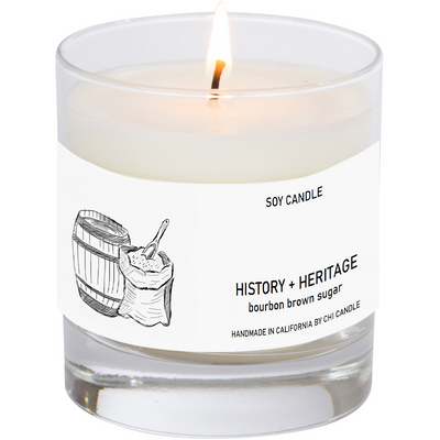 History + Heritage Soy Candle  8 oz Tumbler. Hand-sketched design label.