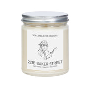 221B Baker Street 8 oz Glass Jar Literary Soy Candle for Readers