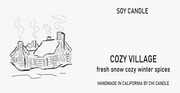 Soy Candle Cozy Village 8 oz Tumbler.  Hand-sketched