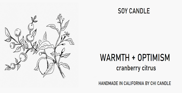 Warmth + Optimism Soy Candle 8 oz Tumbler.  Hand-sketched design label.