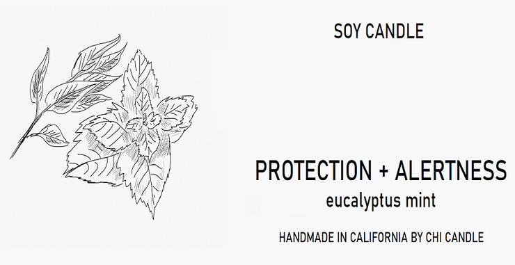 Protection + Alertness Soy Candle  8 oz Tumbler.  Hand-sketched design label.