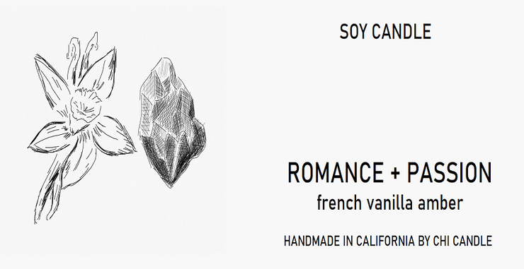 Romance + Passion Soy Candle  8 oz Tumbler.  Hand-sketched design label.