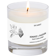 Romance + Passion Soy Candle  8 oz Tumbler.  Hand-sketched design label.