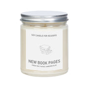 New Book Pages 8 oz Glass Jar Literary Soy Candle for Readers