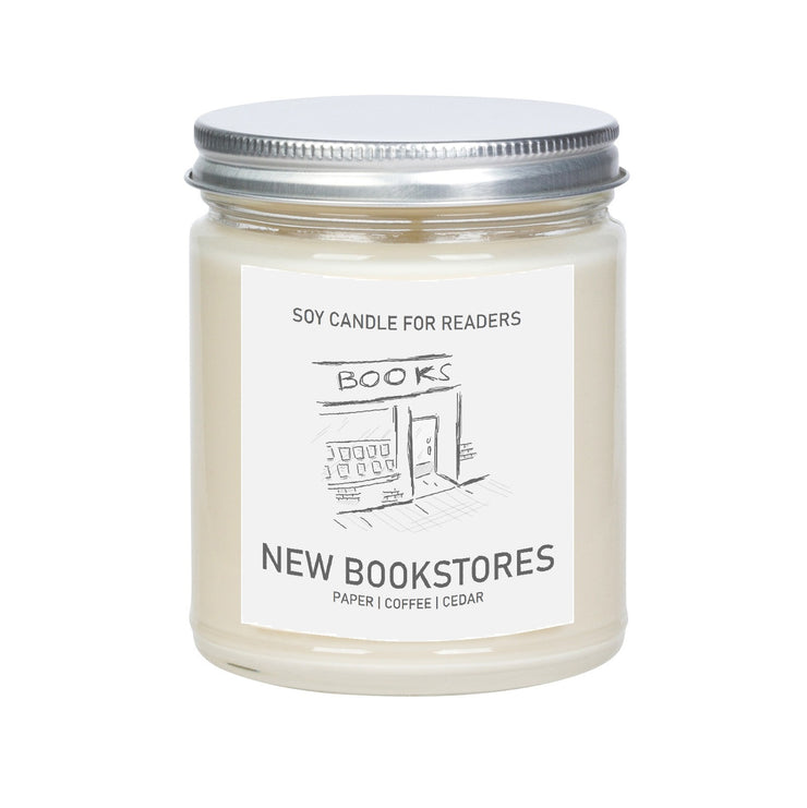 New Bookstores 8 oz Glass Jar Literary Soy Candle for Readers