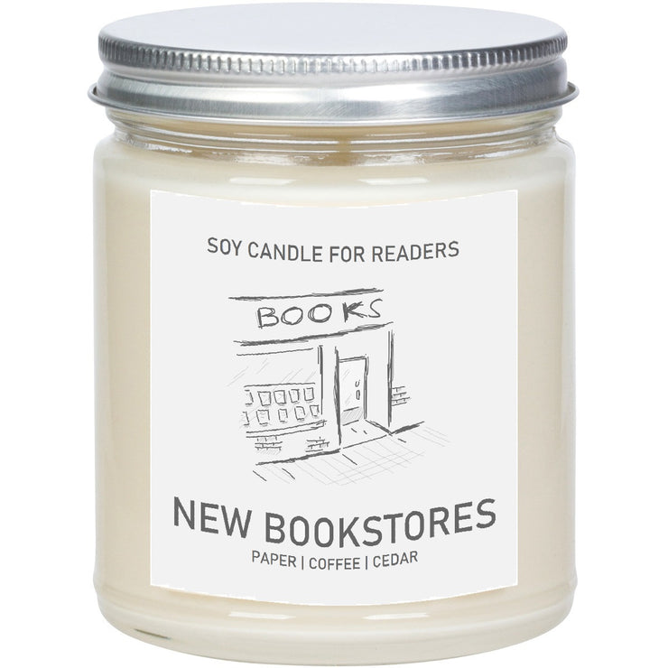 New Bookstores 8 oz Glass Jar Literary Soy Candle for Readers