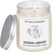 Saigon Library 8 oz Glass Jar Literary Soy Candle for Readers