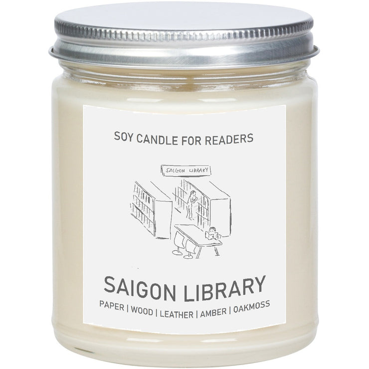Saigon Library 8 oz Glass Jar Literary Soy Candle for Readers
