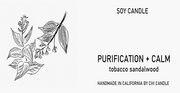 Purification + Calm Soy Candle 8 oz Tumbler.  Hand-sketched design